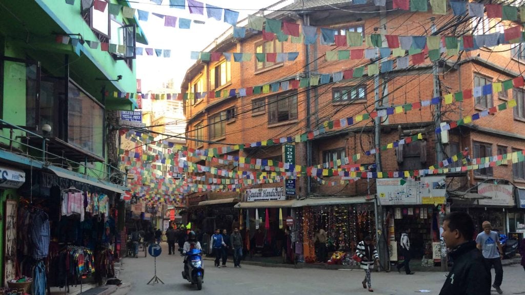 A cramped street in Kathmandu, Nepal.