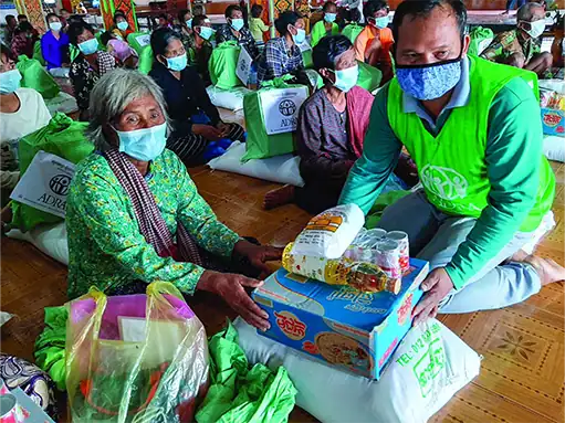 Providing food aid and support to communities in need during humanitarian efforts.