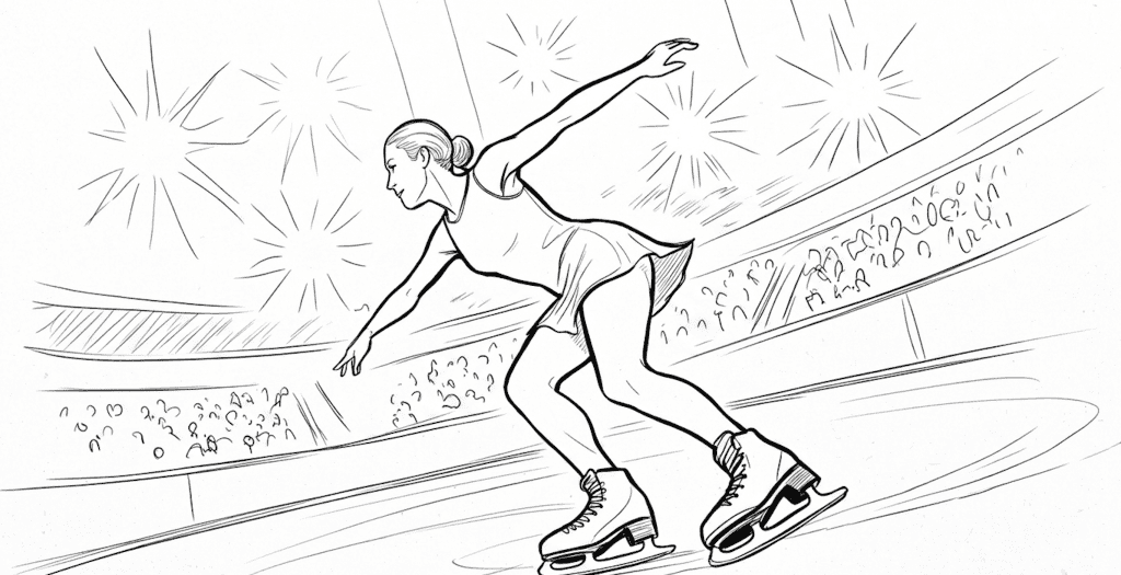 Skating girl drawing for coloring sheets, promoting fun and creativity for children.